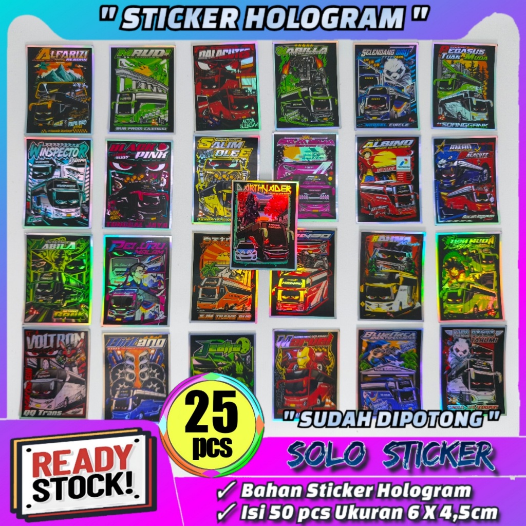 

25 pcs Stiker Bus Hologram SUDAH DIPOTONG Waterprof Anti Air