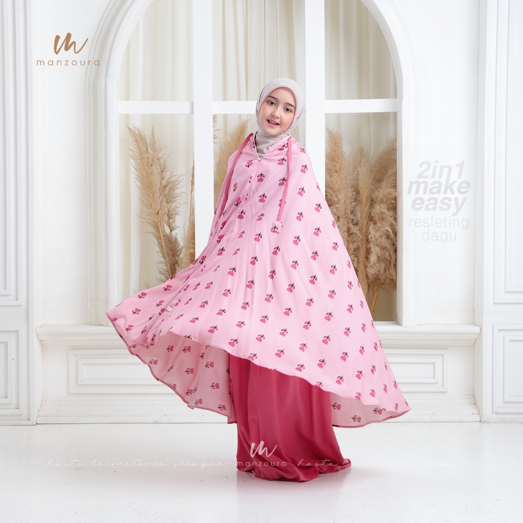 Mukena Anak Perempuan Rayon Premium 2in1 Resleting Mukenah Tanggung TK SD SMP Remaja Dewasa Couple