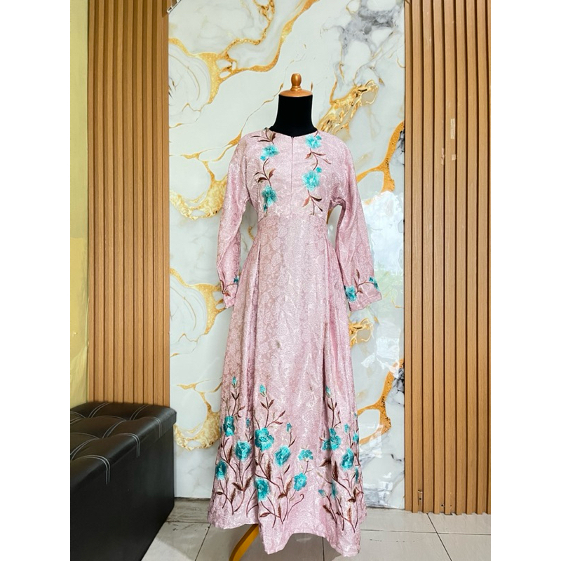 GAMIS KONDANGAN MOTIF BORDIR BUNGA MAWAR