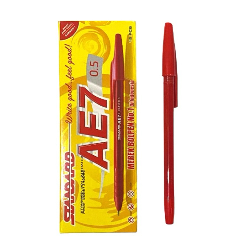 

D3W! Pulpen Standard AE-7 Warna hitam , merah & biru / 0.5mm / (12pcs)