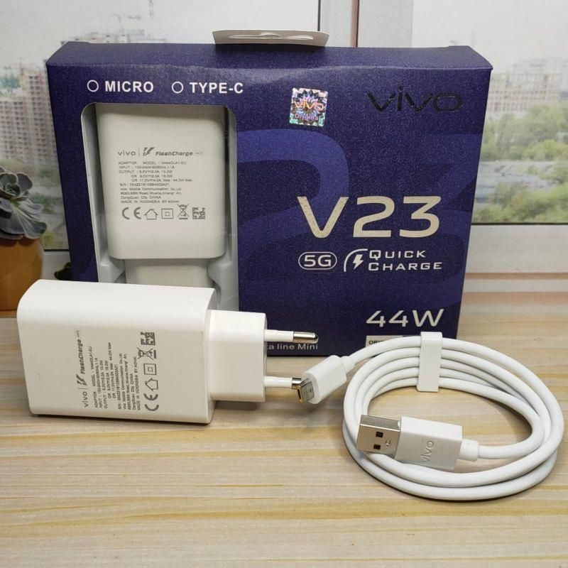 Charger Vivo V23 5G Quick Charge 4A Support Fast Charging 44W Type C & Micro USB Original Casan Cas
