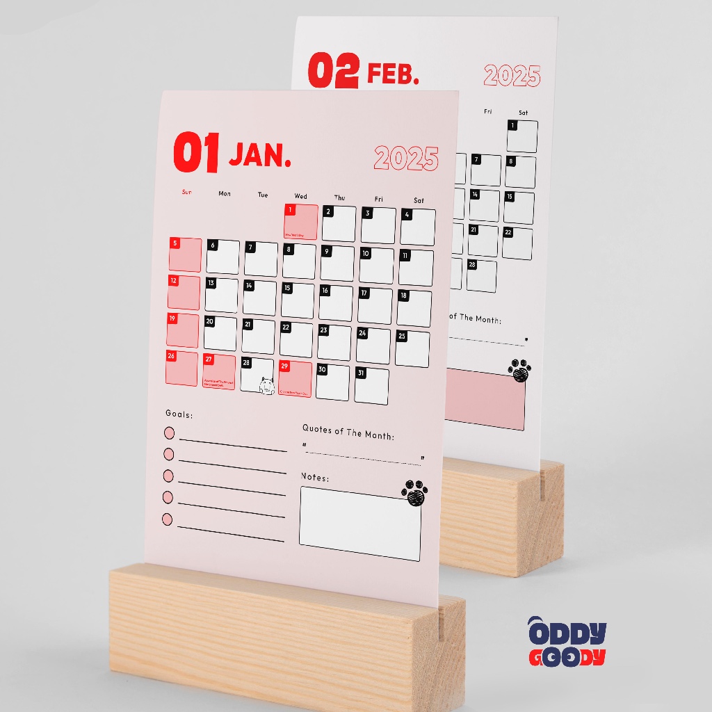 

KALENDER PLANNER A6 STAND KAYU AESTHETIC 2025 - DESK CALENDAR