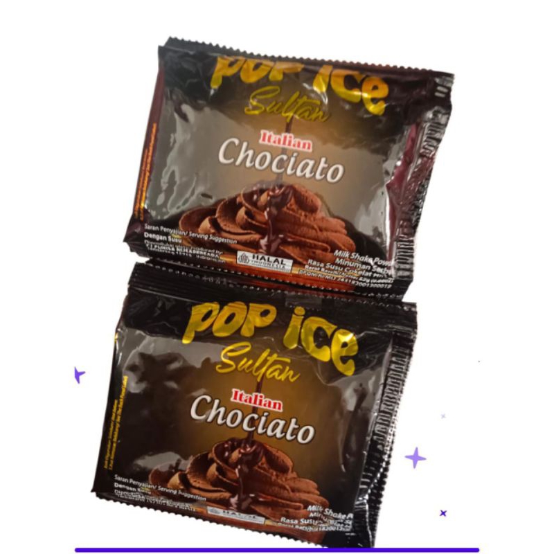 

Pop ice italian chociato milk shake 25gr minuman serbuk 1 renteng isi 5 pcs