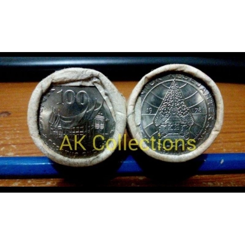 1 roll 100 rupiah koin wayang tipis 1978 UNC