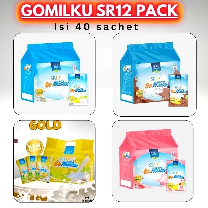 

GOMILKU SACHET SR12 SUSU KAMBING ETAWA HERBAL ISI 40pcs | FREE MINI GOLD belanja 3pack