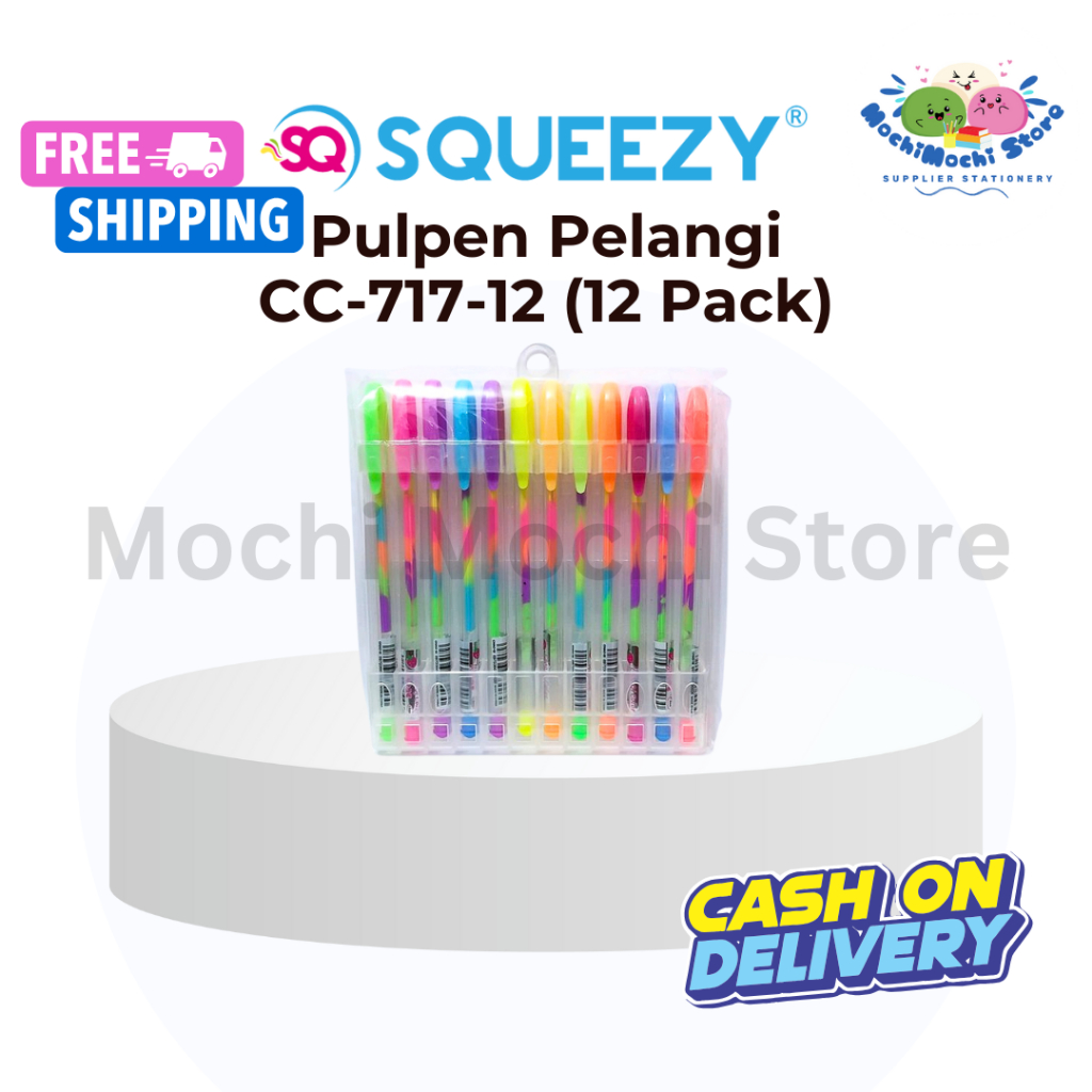 

PER DUS/12 PACKS Pulpen Gel Tinta Pelangi CC-717-12 | Gel Pen Tinta Warna-Warni | Pulpen Gel Rainbow Blinkpen