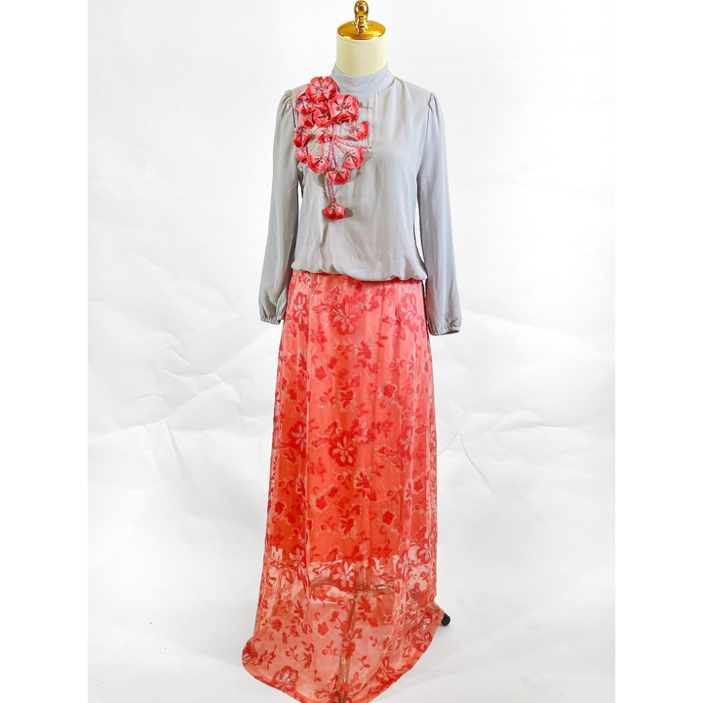 Dress Maxi Grey Orange (Solesale SOLEMIO)