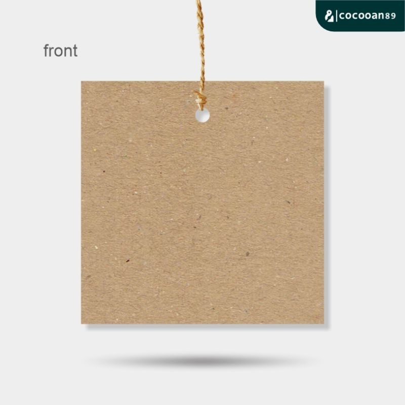 

MURAH!!! hang tag label kraft rustic paper square - UMKM tag level up!!! - satu sisi