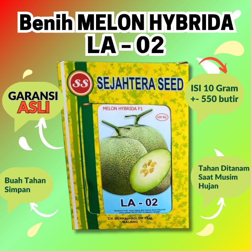 Benih Melon Tahan Virus LA 02 F1 / Isi 550-560 Biji / Benih Melon Berkualitas Tinggi Tahan Virus / B