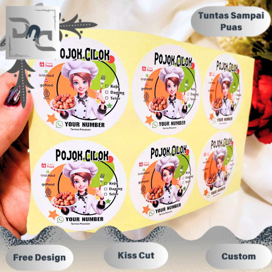 

2-4 Cetak Stiker Label Kemasan Cireng Cilok Cibay Sticker Bulat Free Desain Custom Nama Brand Dnd