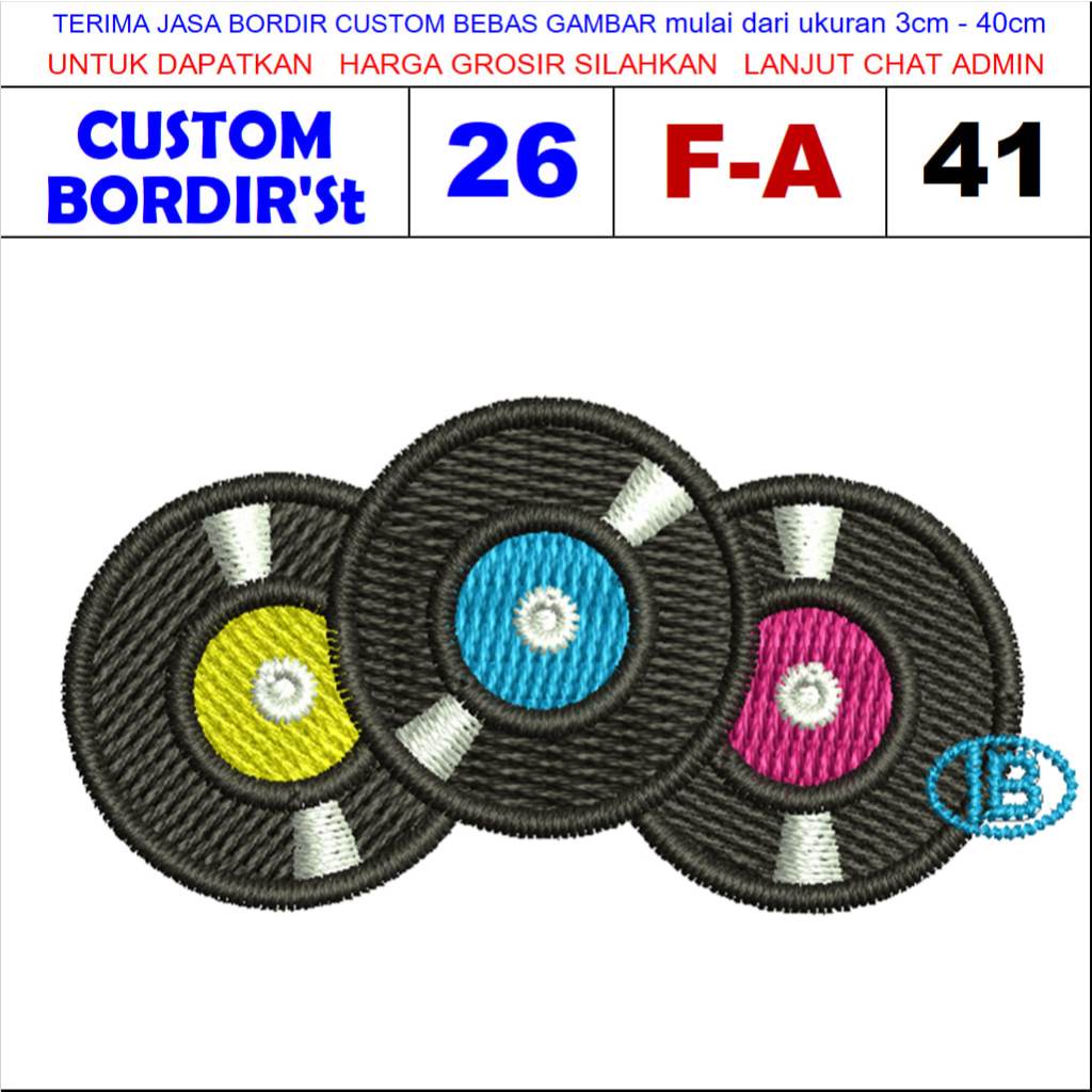 PATCH BORDIR LOGO F-A41 RECORD VINYL ALBUM MUSIC VINTAGE RETRO - CUSTOM BORDIR S'T TESTIMONI