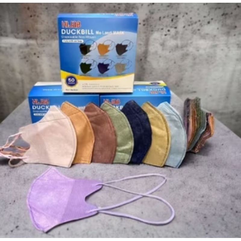 Masker Duckbil Hijab Mix Warna Pastel 50 pcs