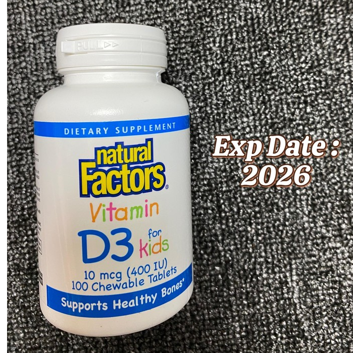 Natural Factors vitamin D3 for kids tablets tablet vit d anak 400 iu 100% ORIGINAL USA bisa dikunyah