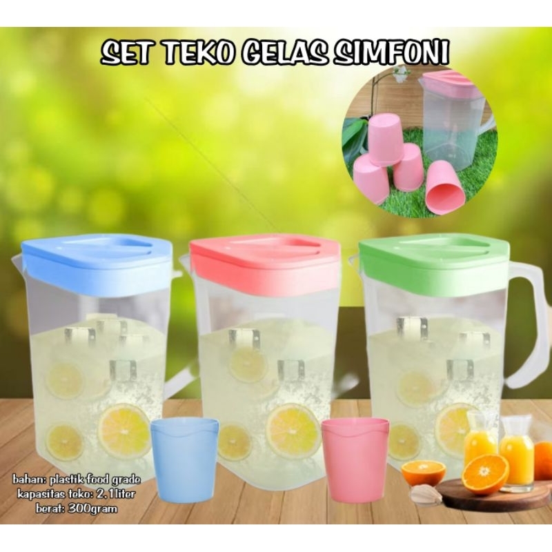 set teko gelas simfoni / teko plastik