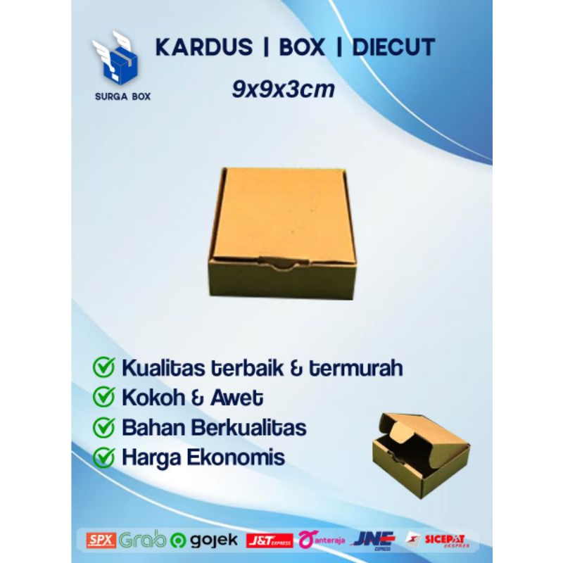 

kardus/karton/box uk. 9x9x3 cm,,Die Cut....baru polos kotak aksesoris,dll