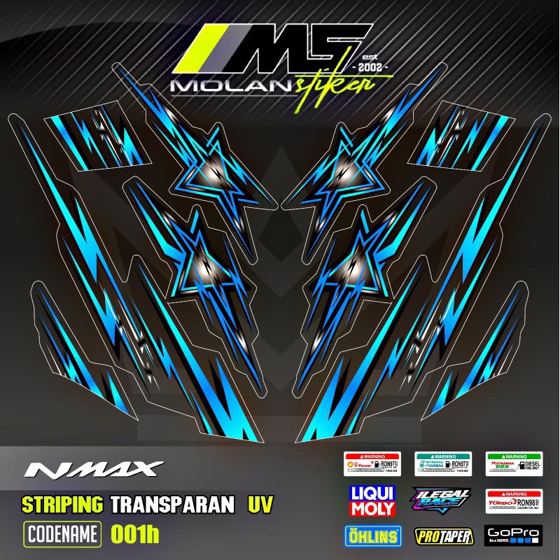 Decal Sticker Striping Variasi Transparan Uv Nmax Star Nmax Gen 1 & Nmax Gen 2 Nmax 155 Old/Lama 201