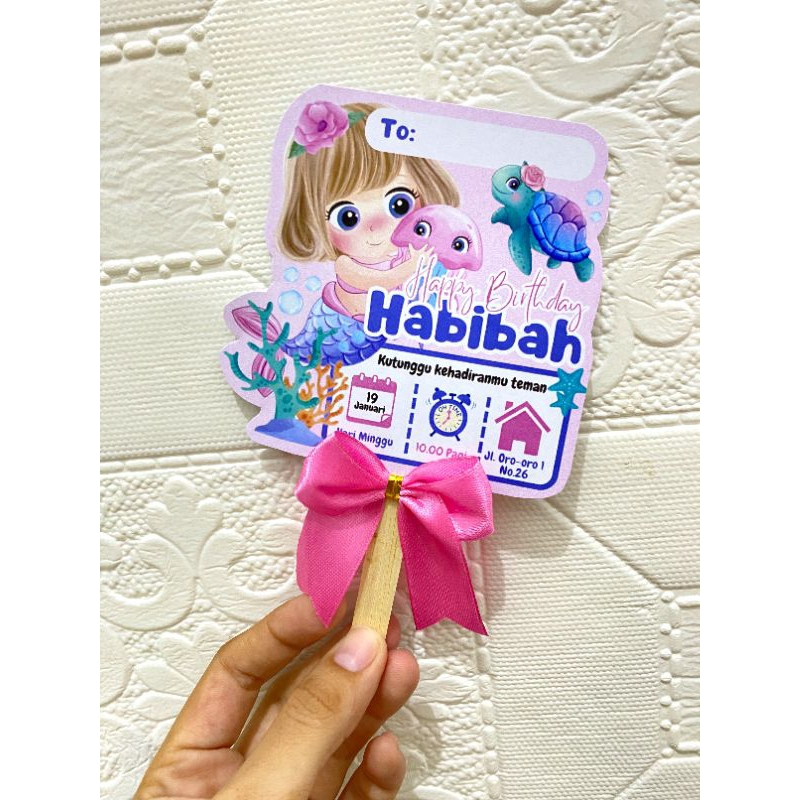 ( HFZ ) Undangan Anak Stik Pita Custom Free Plastik | Undangan Ultah | Undangan Khitan | Undangan Te