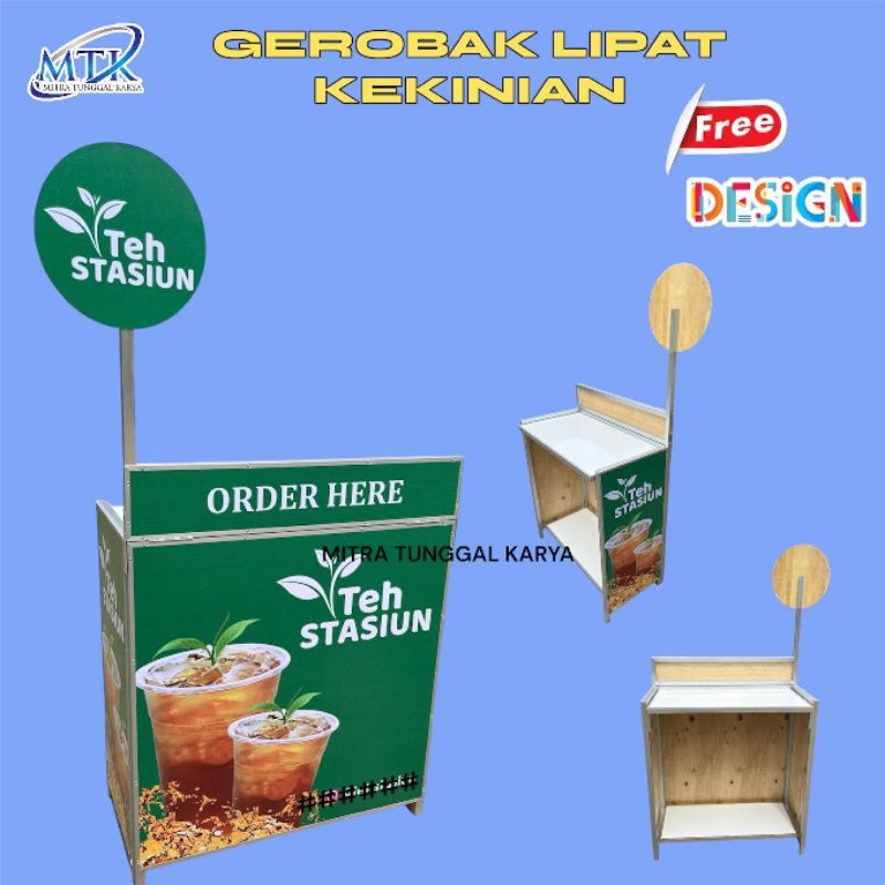 Booth portable Gerobak aluminium Gerobak lipat untuk jualan (Atas bulat)