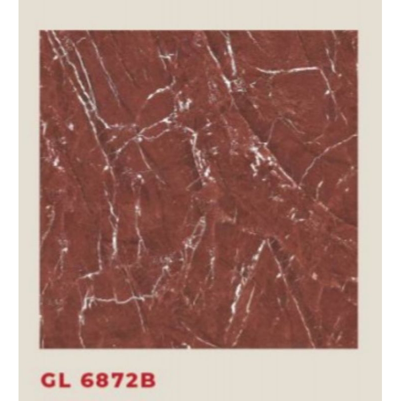GRANITE MERK VICENZA TILE KODE GL6872B UKURAN 60x60 TEKSTURE PERMUKAAN GLOSSY WARNA MERAH MAROON MAR