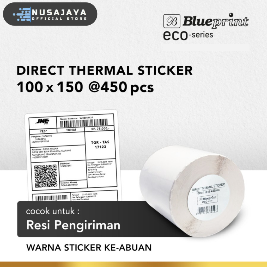 

Label Resi BLUEPRINT ECO 100x150 mm Isi 450 Roll