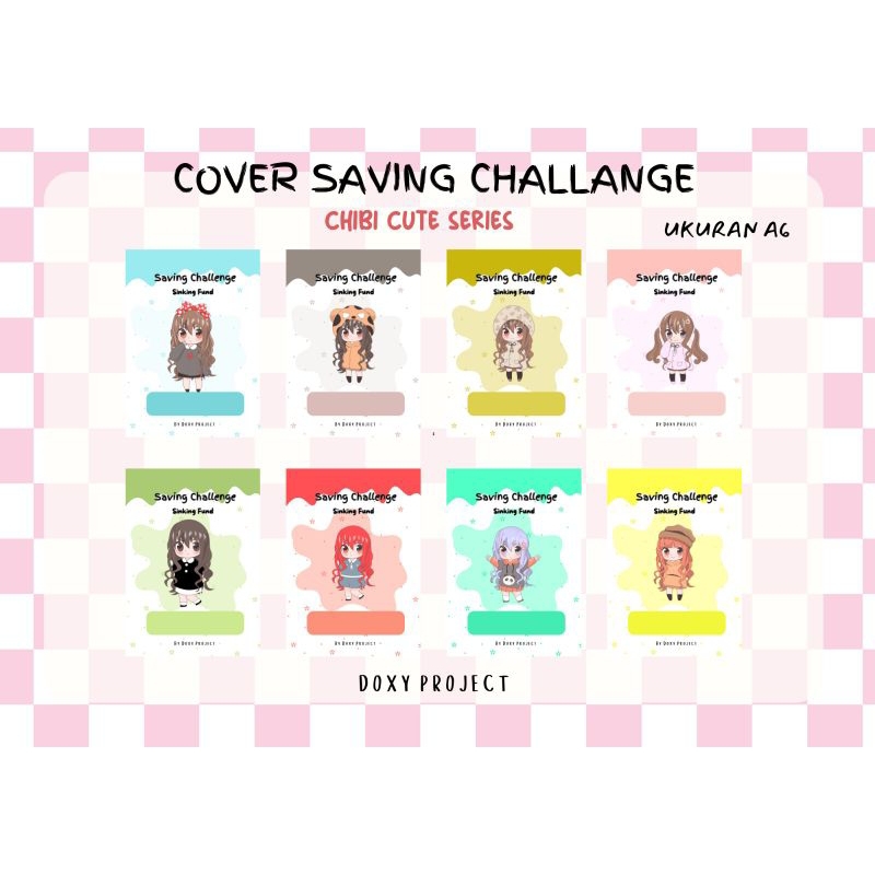 

Cover Saving Challenge Chibi Cute Series Cover kertas menabung