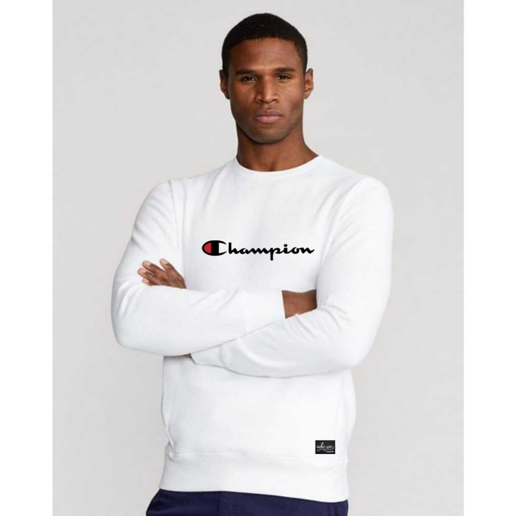 Sweatshirt Distro Premium Champion Putih Pria Wanita Casual /Jacket Ootd Outfit Anak Remaja Terbaru