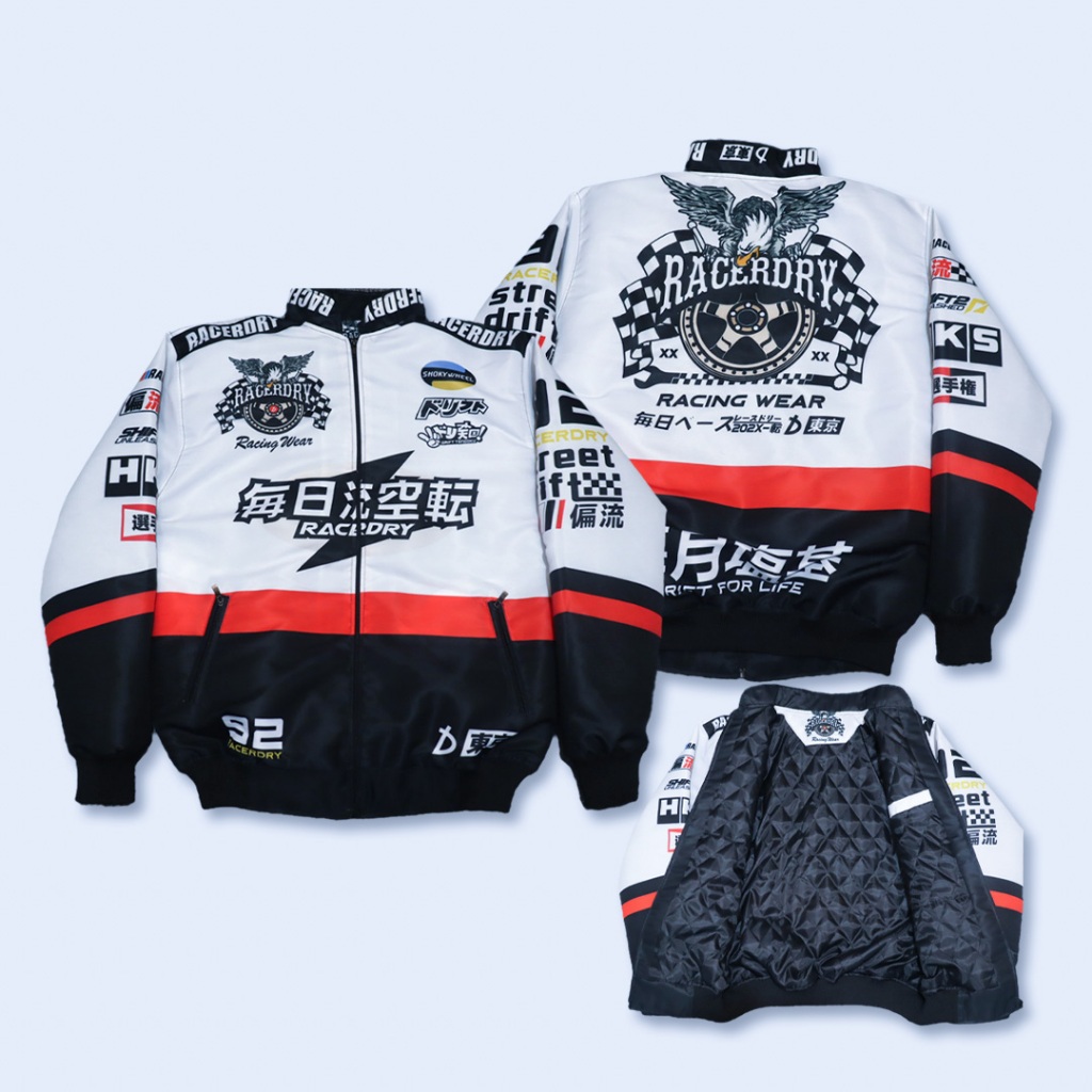 Jaket Motor Anti Air Waterproof Bahan Taslan Jaket Racing Jaket Nascar Anti Air