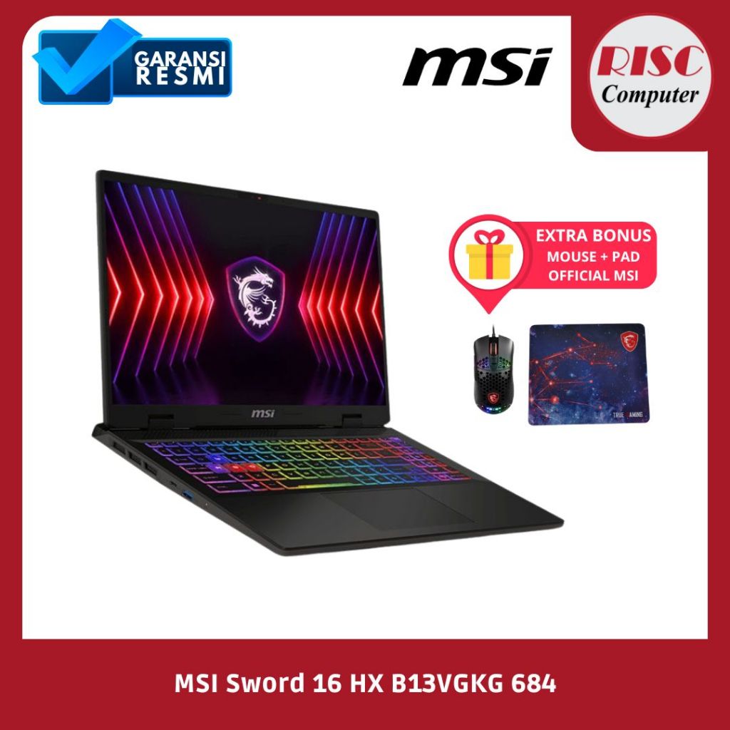 MSI Sword 16 HX B13VGKG 684 Core i7-13700HX 16GB 1TB RTX4070 16" W11