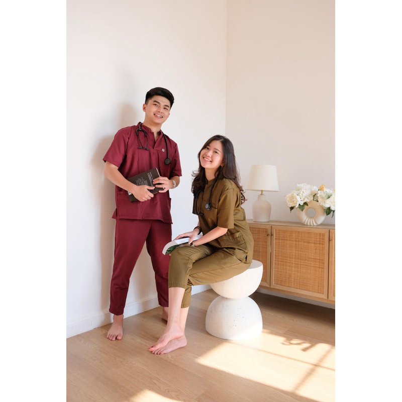 SCRUB MEDIS || BAJU JAGA || BAJU PERAWAT || MEDICAL SCRUB MAROON