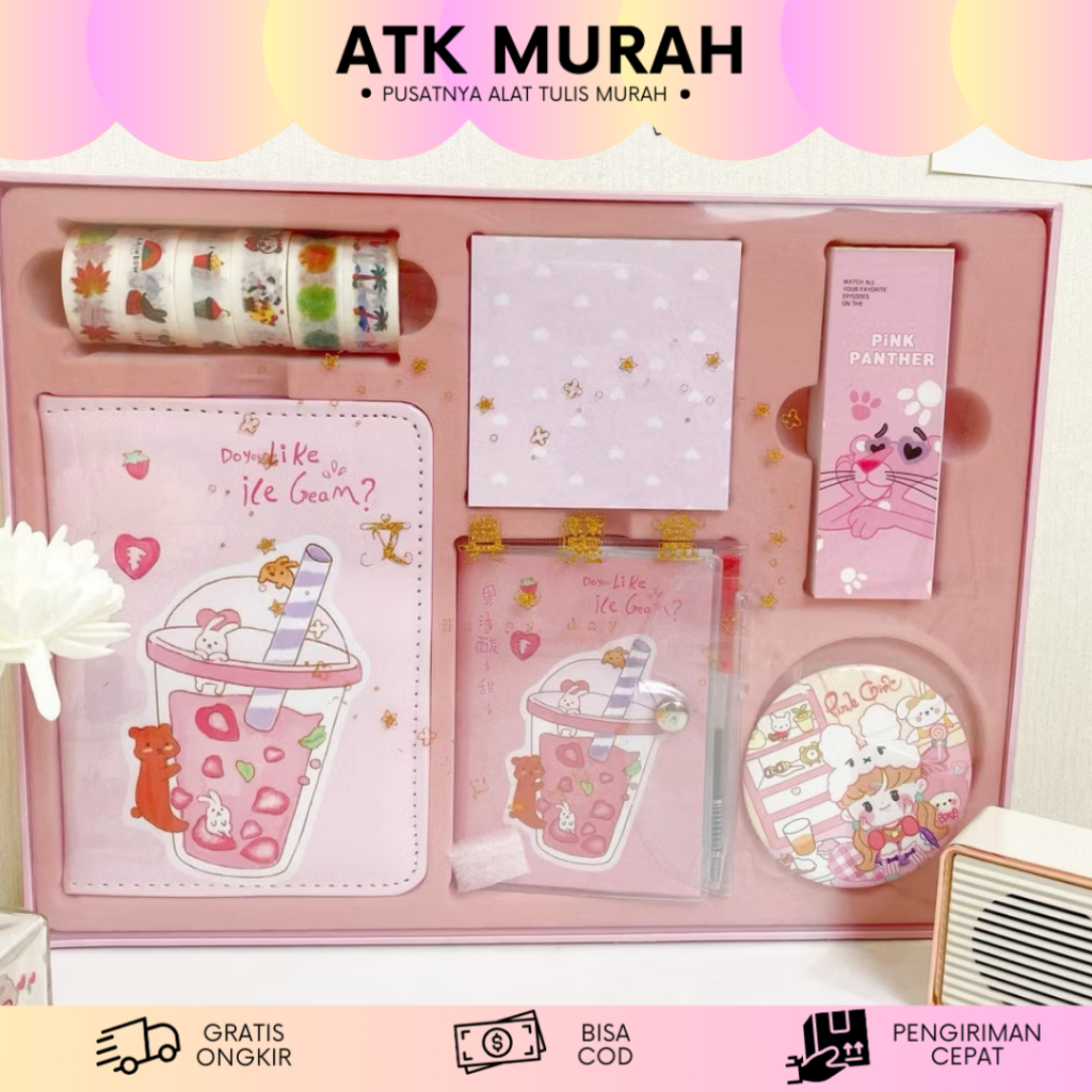 

PAKET JURNAL 7 IN 1 BOBA WARNA PASTEL DAY SET JOURNALING LUCU KADO UNIK MURAH TERJANGKAU