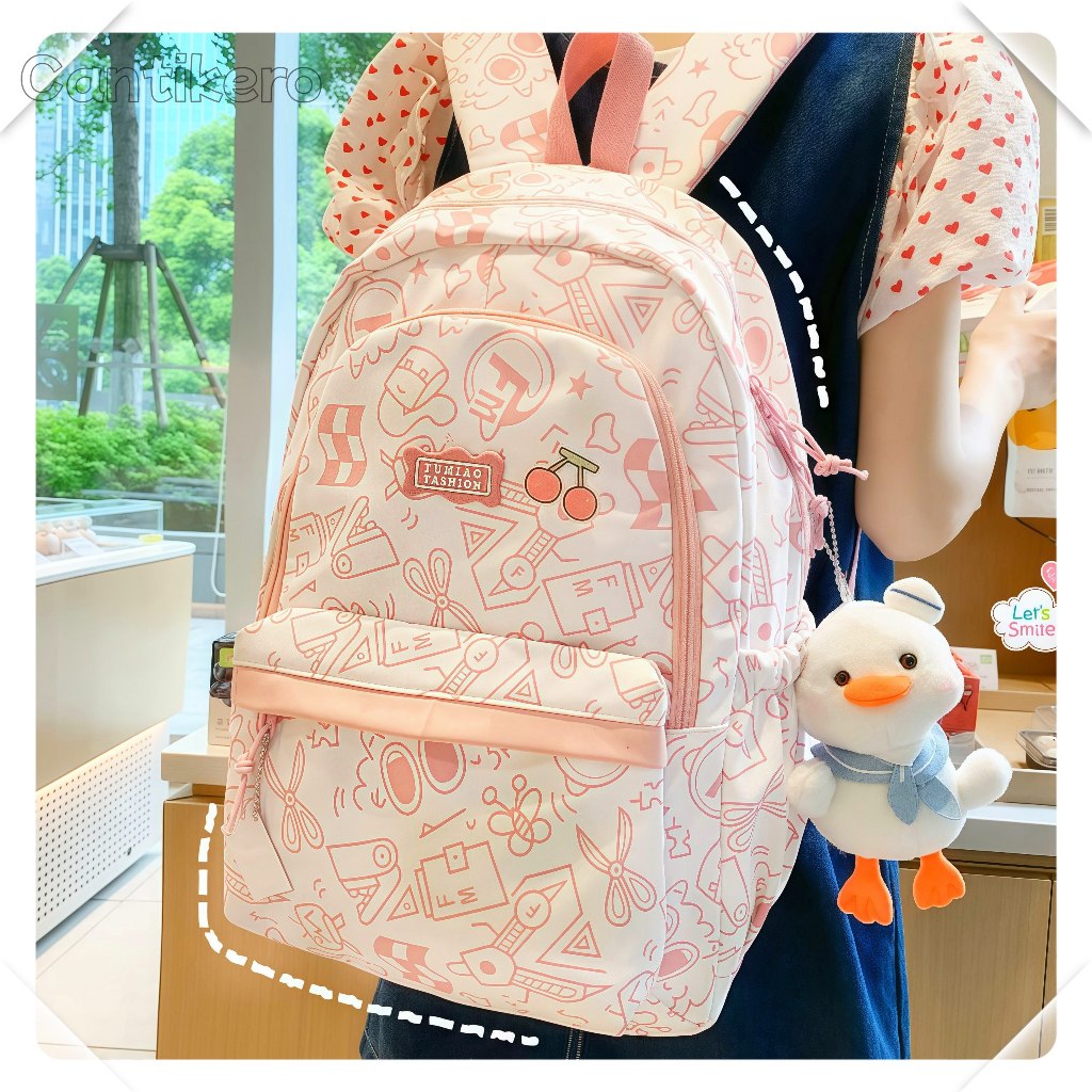 [COD] Grafiti Tas Ransel Sekolah Wanita Tas Sekolah Lucu Korean Style Aesthetic Sekolah Ins Wanita T