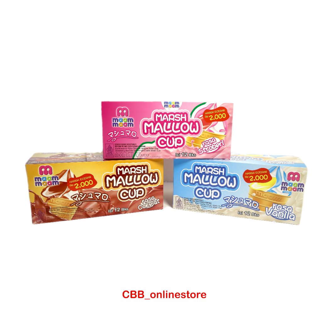 

Maam Maam Marshmallow Cup - Box Isi 12 Pcs Strawberry, Coklat, Vanilla Snack