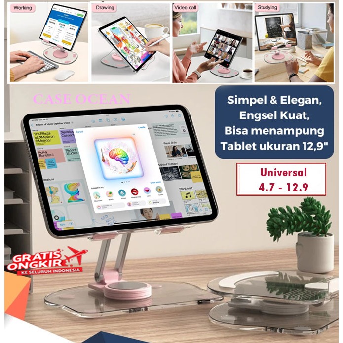 Advan Tab V8 V 8 8.4 Inch Standing Holder Dudukan Penopang Tablet iPad Hp Multi Function 360 Rotatin