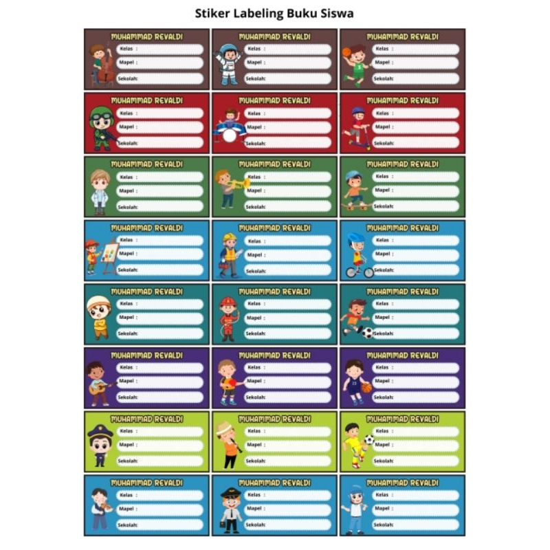 

Sticker label nama / Sticker nama buku / sticker label buku tulis 24 pcs