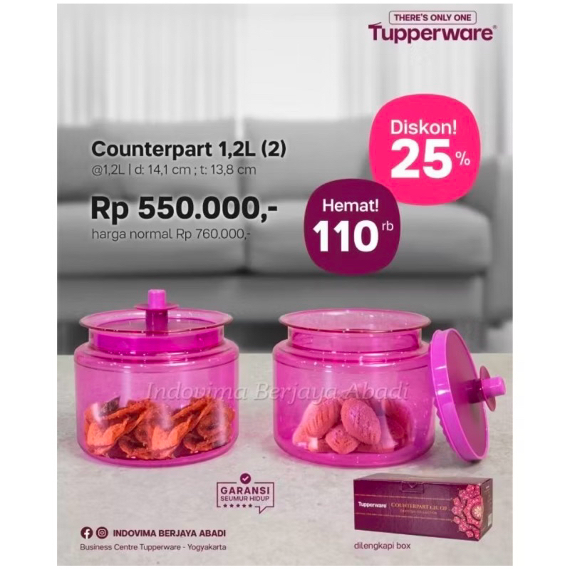 Counterpart 1,2L (2) Tupperware Crystal