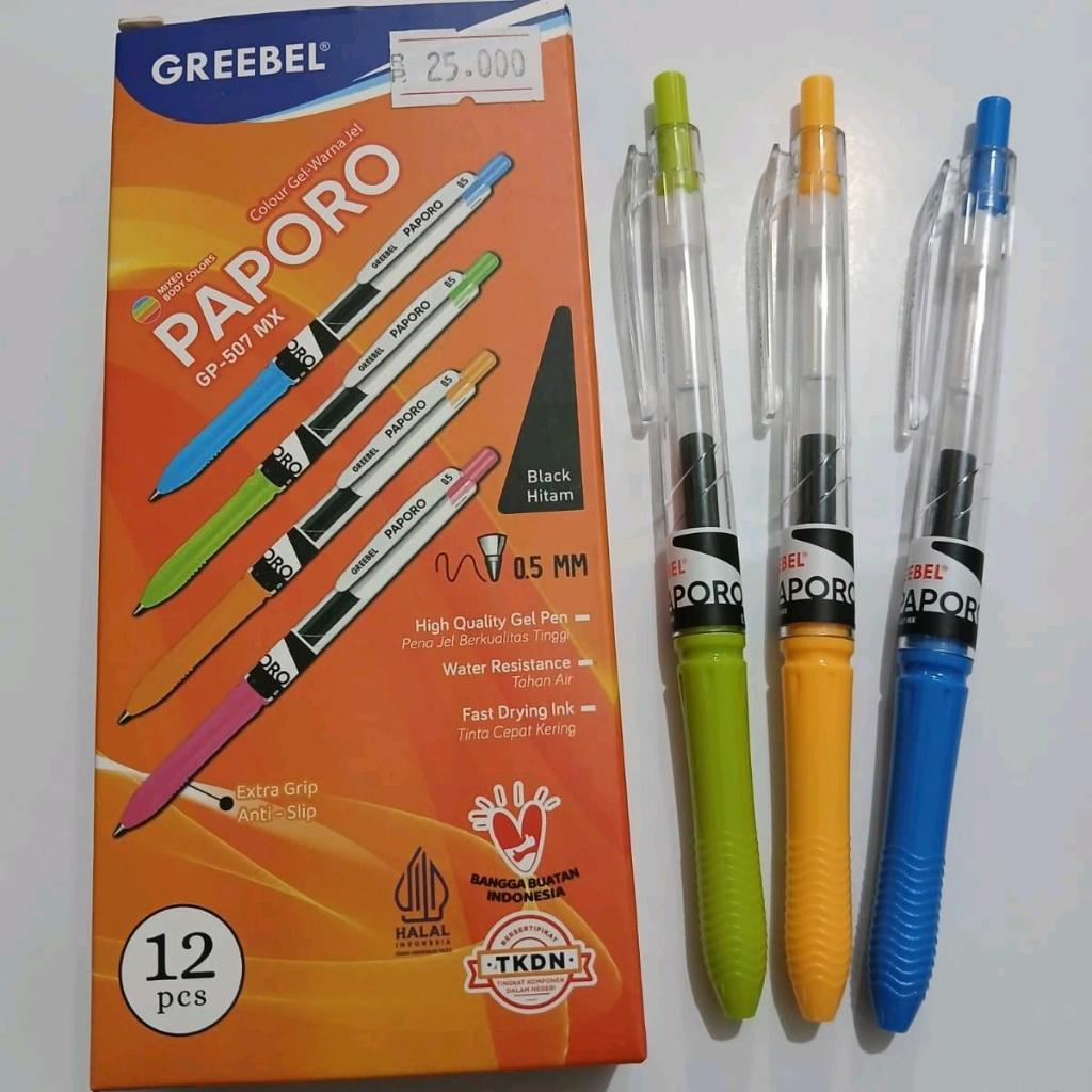 

Greebel Bulpen Gel Pen Paporo Hitam 0.5 mm Pulpen Stationery
