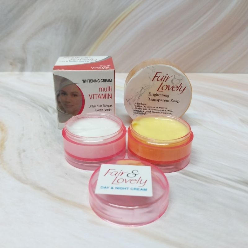 Paket Cream Fair&Lovely Siang dan malam + Sabun Bulat
