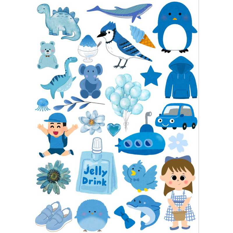 

stiker murah sticker aesthetic stiker biru tempelan scrapbook unik