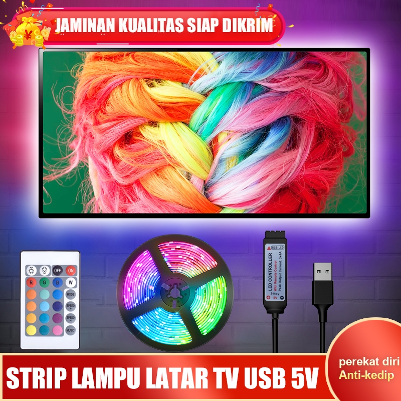 Lampu Sekitar 5050 Strip Lampu LED 5V USB / PowerBank RGB 2m/3m/5m plus remote