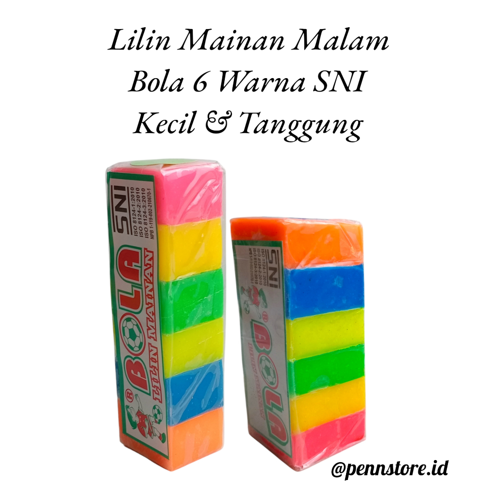 (pcs) Lilin Mainan Malam Bola 6 Warna SNI