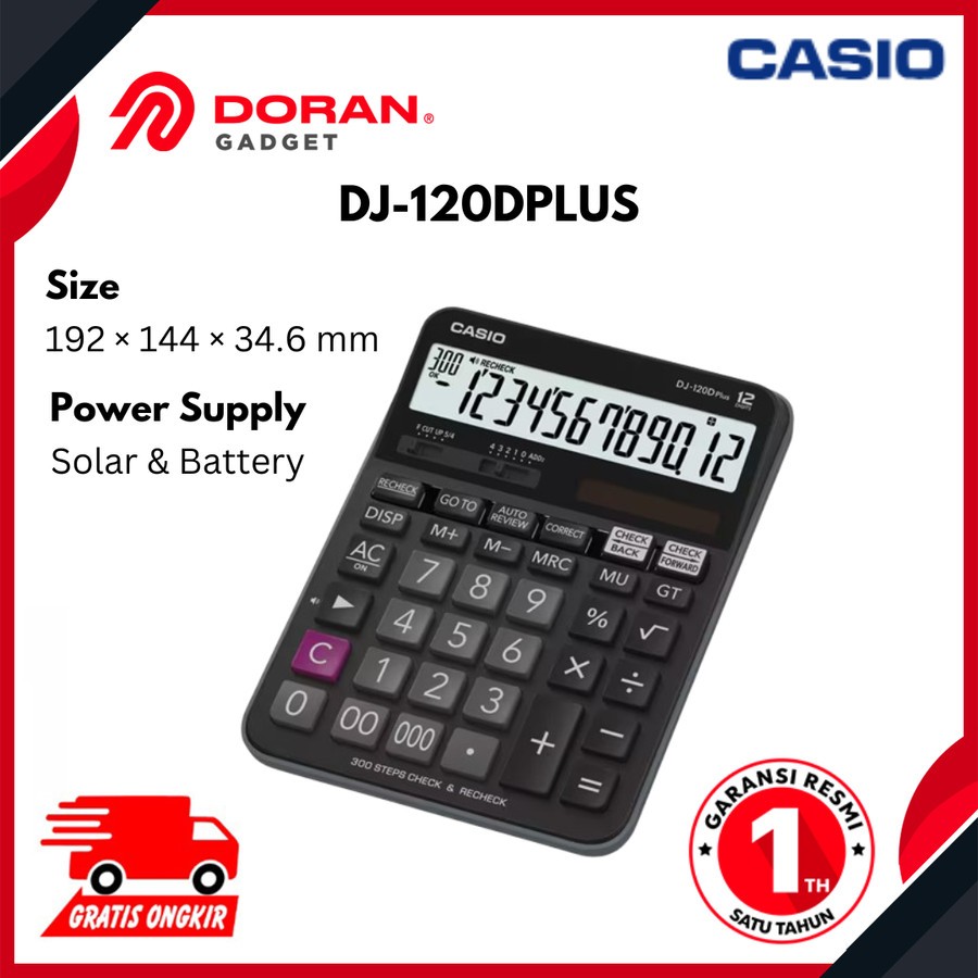 

Kalkulator CASIO DJ 120DPLUS Desktop Calculator with Solar & Battery Garansi Resmi