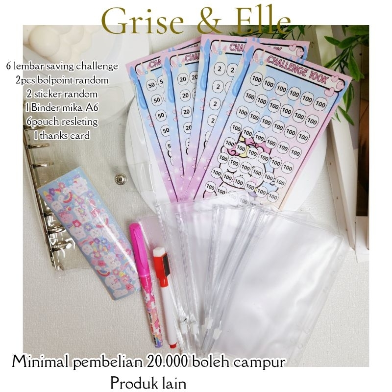 

[ PAKET SAVING CHALLENGE HVS 100GSM ] 1 PAKET ISINYA ADA DIDESKRIPSI YA SINKING FUND BINDER A6 LUBANG 6