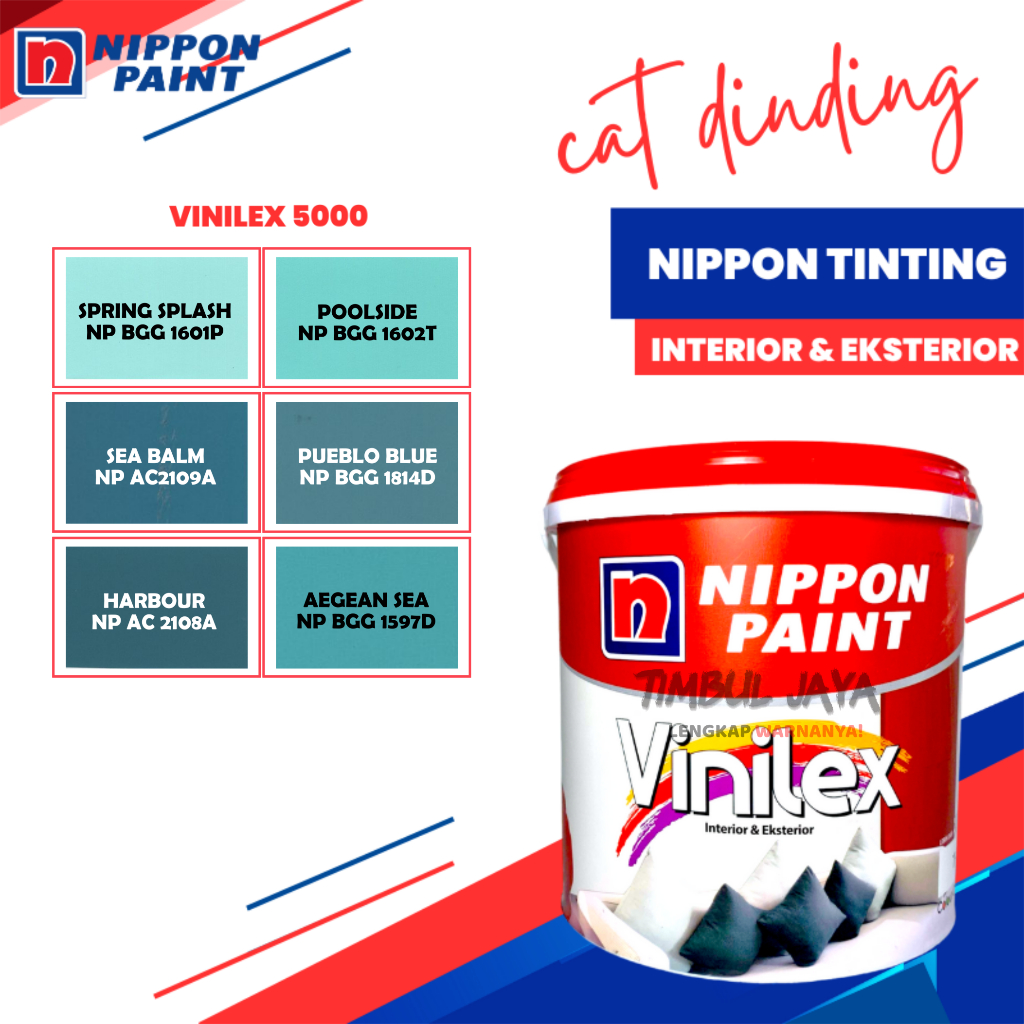Cat Vinilex 5kg Eksterior dan Interior Warna TOSCA Tinting / Cat Tembok Exterior Nippon Paint / Cat 