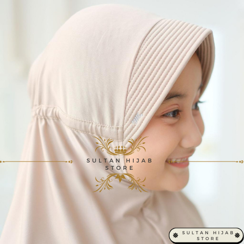 Hijab Instan Serut Jokowi Anak Sekolah Jersey Spandek (S) | Bergo Hamidah Tali Belakang kerudung Zoy