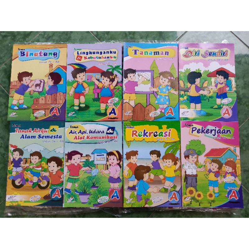 Buku paket isi 8 Buku TK A buku tema CMK TK A