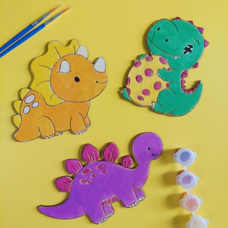 DIY Wooden Painting Tema Dino | Lukis di kayu | Hampers anak