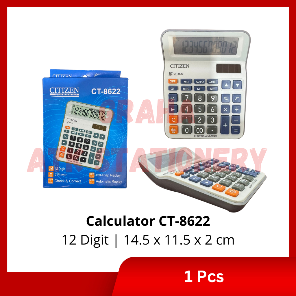 

[1 Pcs] Calculator 12 Digit CT-8622 / Kalkulator 12 Digit CT-8622 Check & Correct