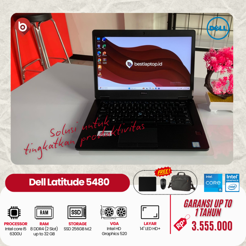 Laptop Second Premium Dell Latitude 5480 Intel Core i5 RAM 8GB SSD 256GB Garansi Up To 1 Tahun