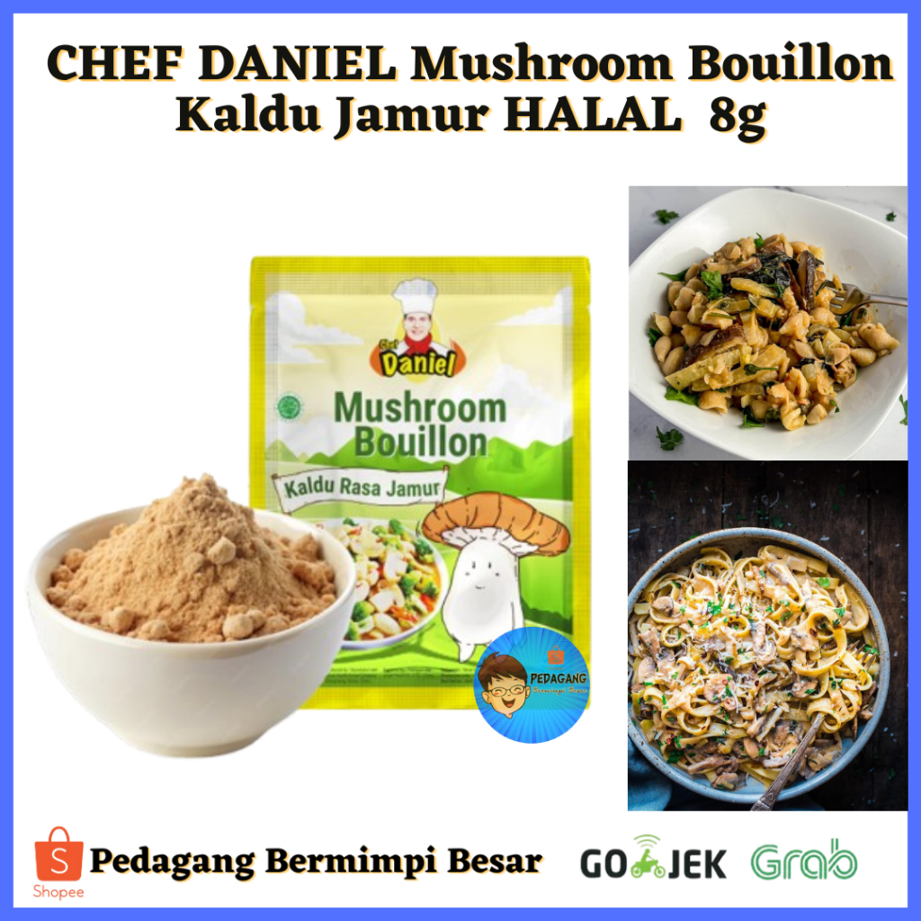 

Chef Daniel Mushroom Bouillon 8gr/ CHEF DANIEL Mushroom Bouillon Kaldu Jamur HALAL/ mushrooms/ kaldu jamur