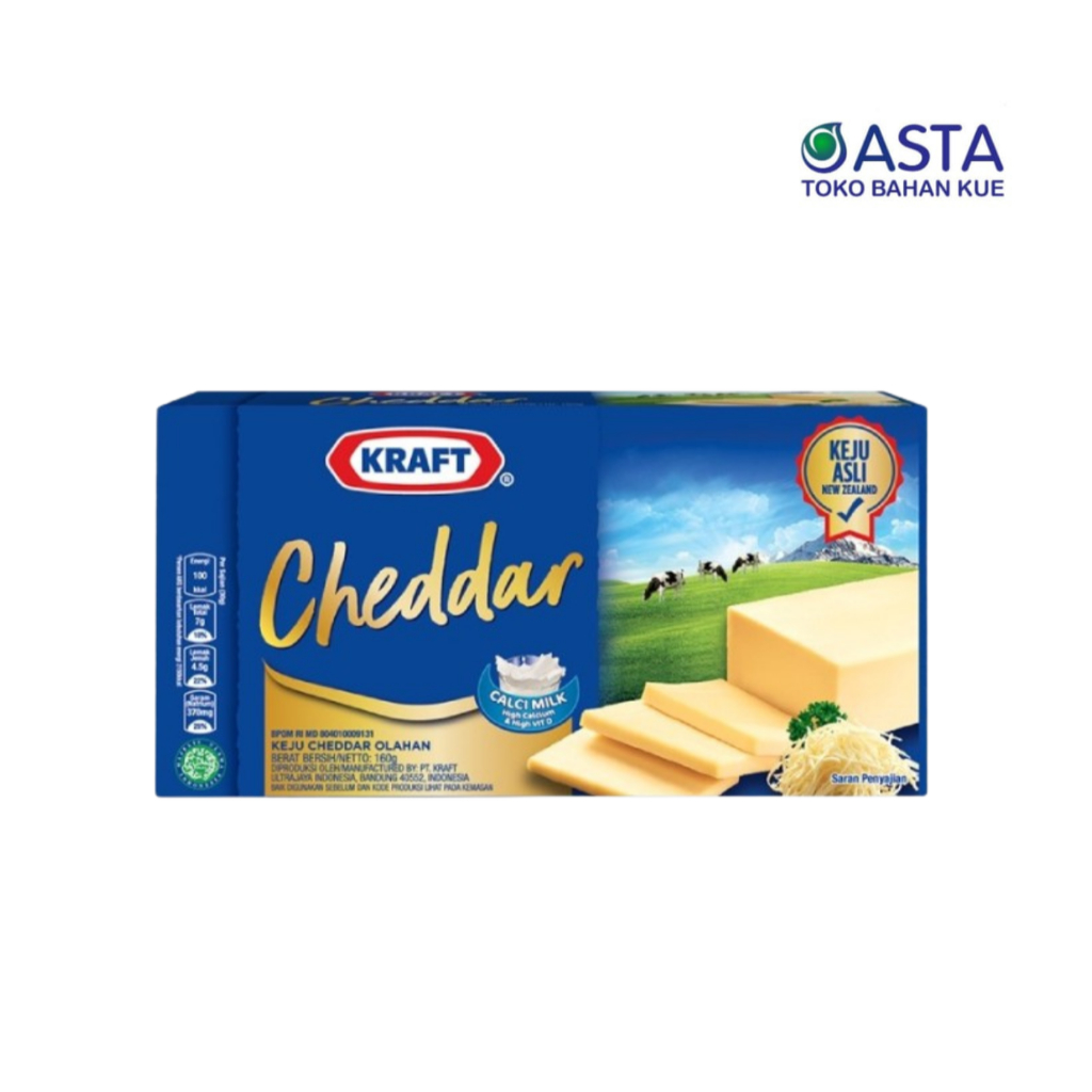 

Keju Kraft Cheese Cheddar Block 150 Gr
